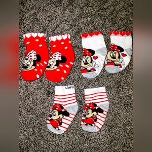 3pairs of Baby Disney Minnie Mouse Socks 12-18mos NWOT